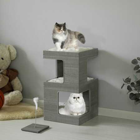 Quickway Imports Multi Level Modern Cat Climbing Tree House - with Removable Soft Blanket and Condo for Kittens QI004558